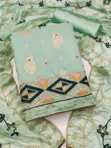 Ishin Ethnic Motifs Woven Design Mirror Work Unstitched Dress Material