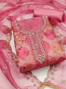 ASISA Geometric Embroidered Sequinned Organza Unstitched Dress Material