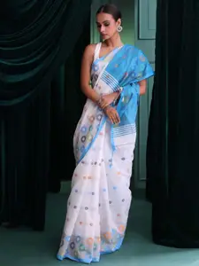 Indethnic Geometric Woven Design Jamdani Saree