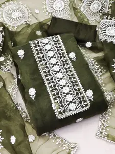 Ishin Floral Embroidered Organza Unstitched Dress Material