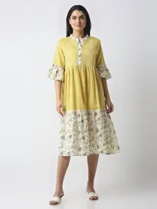 MeeMee Print Flutter Sleeve Maternity Fit & Flare Dress