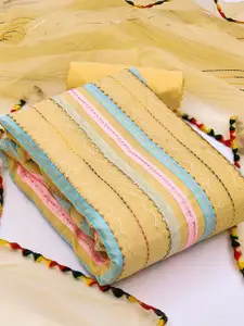 Ishin Striped Embroidered Unstitched Dress Material