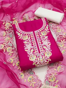 ASISA Floral Embroidered Thread Work Unstitched Dress Material