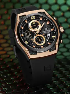 Naviforce Men Brass Dial & Straps Analogue Chronograph Watch NF8051T RGBB