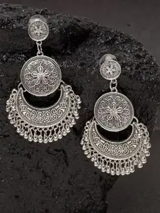 VAGHBHATT Oxidized Silver-Plated Classic Chandbalis