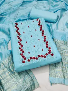 Ishin Floral Embroidered Sequinned Pure Cotton Unstitched Dress Material