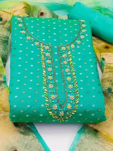 Ishin Ethnic Motifs Embroidered Beads and Stones Unstitched Dress Material