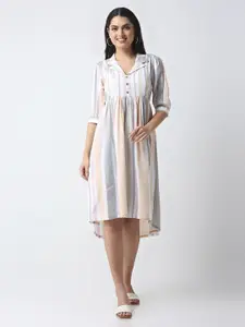 MeeMee Striped Maternity Fit & Flare Maxi Dress