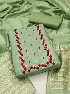 Ishin Floral Embroidered Sequinned Pure Cotton Unstitched Dress Material