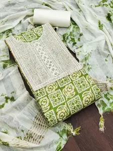 Ishin Ethnic Motifs Embroidered Sequinned Pure Cotton Unstitched Dress Material