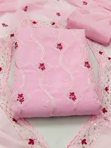 Ishin Floral Embroidered Zari Work Silk Georgette Unstitched Dress Material