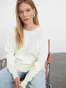 Trendyol Women Longline Pullover with Embellished Detail