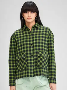 SPYKAR Women Boxy Buffalo Checks Opaque Checked Casual Shirt
