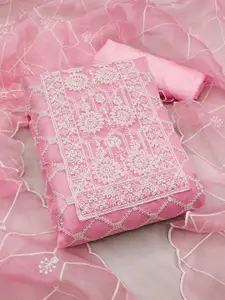 Ishin Floral Embroidered Organza Unstitched Dress Material