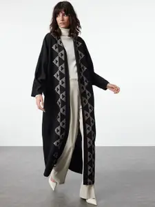 Trendyol Geometric Printed Pure Cotton Longline Shrug