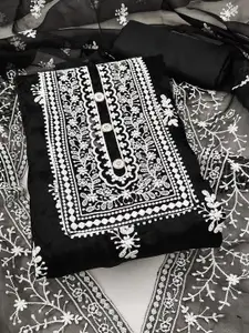 Ishin Embroidered Zari Organza Unstitched Dress Material