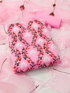 Ishin Floral Embroidered Organza Unstitched Dress Material