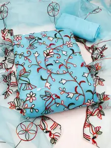 Ishin Floral Embroidered Organza Unstitched Dress Material