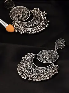 VAGHBHATT Oxidized Silver-Plated Classic Chandbalis