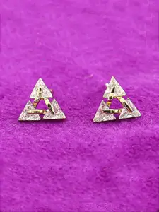 VAGHBHATT Gold-Plated Zircon Studded Triangular Studs