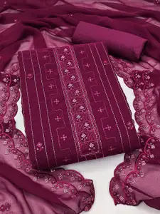 Ishin Geometric Embroidered Sequinned Silk Georgette Unstitched Dress Material