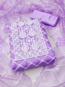 Ishin Floral Embroidered Organza Unstitched Dress Material