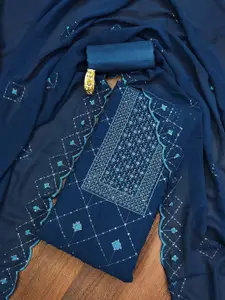 Ishin Ethnic Motifs Embroidered Silk Georgette Unstitched Dress Material