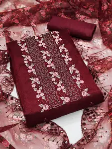 Ishin Floral Embroidered Sequinned Organza Unstitched Dress Material