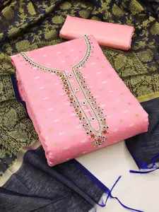 Ishin Ethnic Motifs Woven Design Beads and Stones Unstitched Dress Material