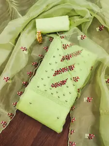 Ishin Ethnic Motifs Embroidered Organza Unstitched Dress Material