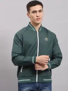 Monte Carlo Men Solid Mock Collar Bomber Jacket