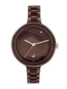 Fastrack Women Brass Dial & Stainless Steel Bracelet Style Straps Analogue Watch 6306KM02