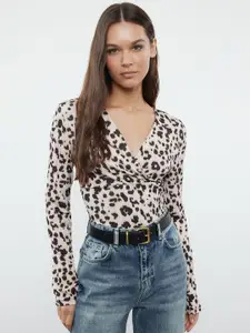Trendyol Animal Print Wrap Top