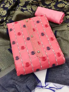 Ishin Floral Woven Design Gotta Patti Unstitched Dress Material