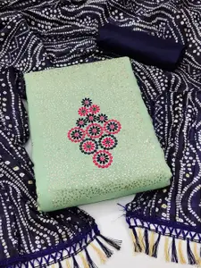 Ishin Ethnic Motifs Embroidered Sequinned Unstitched Dress Material