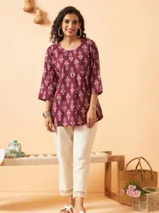 ARAVALII Ethnic Motifs Printed Pure Cotton Kurti