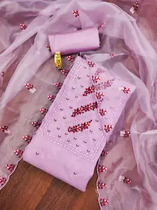 Ishin Floral Embroidered Sequinned Organza Unstitched Dress Material