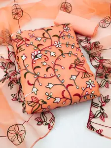 Ishin Floral Embroidered Organza Unstitched Dress Material