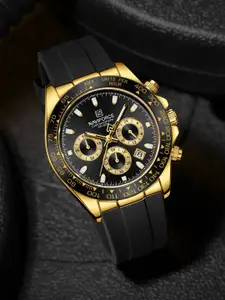 Naviforce Men Brass Patterned Dial & Straps Analogue Chronograph Watch NF8054 GBB
