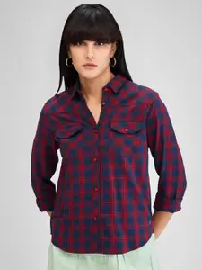 SPYKAR Women Buffalo Checks Opaque Checked Casual Shirt