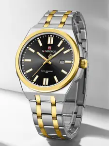 Naviforce Men Brass Dial & Stainless Steel Straps Analogue Watch NF9226 SBG