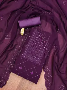 Ishin Embroidered Sequinned Silk Georgette Unstitched Dress Material