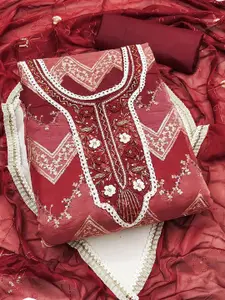 ASISA Floral Embroidered Sequinned Organza Unstitched Dress Material