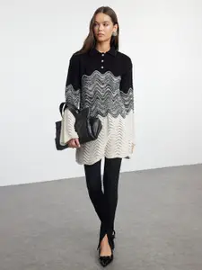 Trendyol Women Chevron Printed Longline Pullover