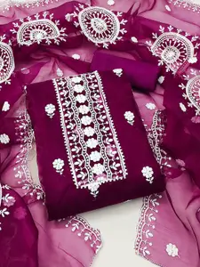 Ishin Ethnic Motifs Embroidered Organza Unstitched Dress Material