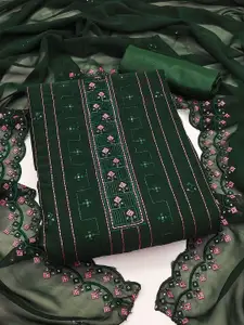 Ishin Geometric Embroidered Sequinned Silk Georgette Unstitched Dress Material