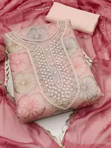 ASISA Floral Embroidered Beads and Stones Organza Unstitched Dress Material