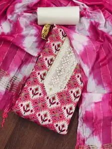 Ishin Ethnic Motifs Printed Sequinned Pure Cotton Unstitched Dress Material