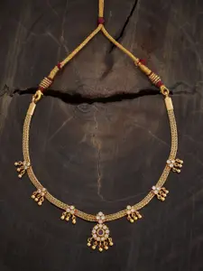 Kushal's Fashion Jewellery Embellished Bridal 92.5 Silver Gold-Plated Antique Necklace