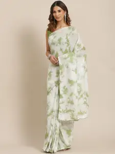 KALINI Women Tie and Dye Sequinned Saree With Blouse Piece